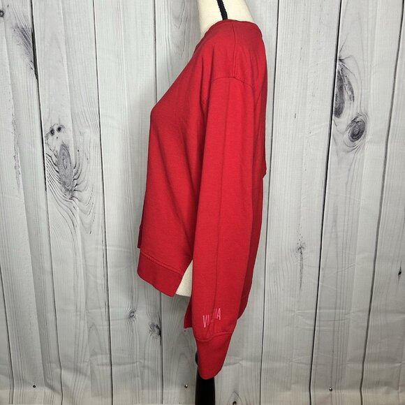 Victoria's Secret Sport Red Pullover Sweatshirt Keyhole Open Back High Low Sz XS - Picture 4 of 8